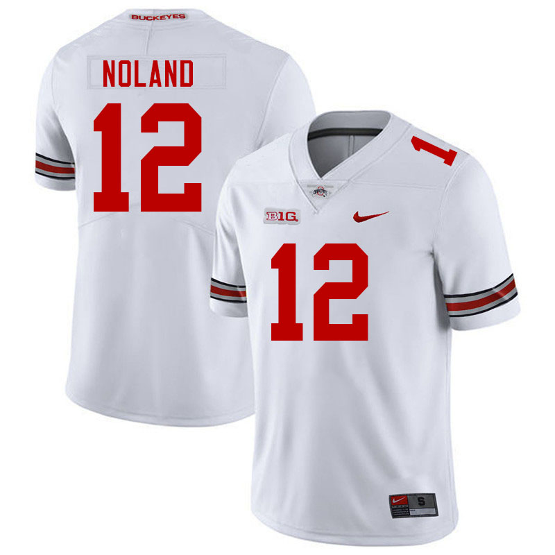 Ohio State Buckeyes Air Noland Men's's #12 Authentic White College Football Jersey 2404MDHH2